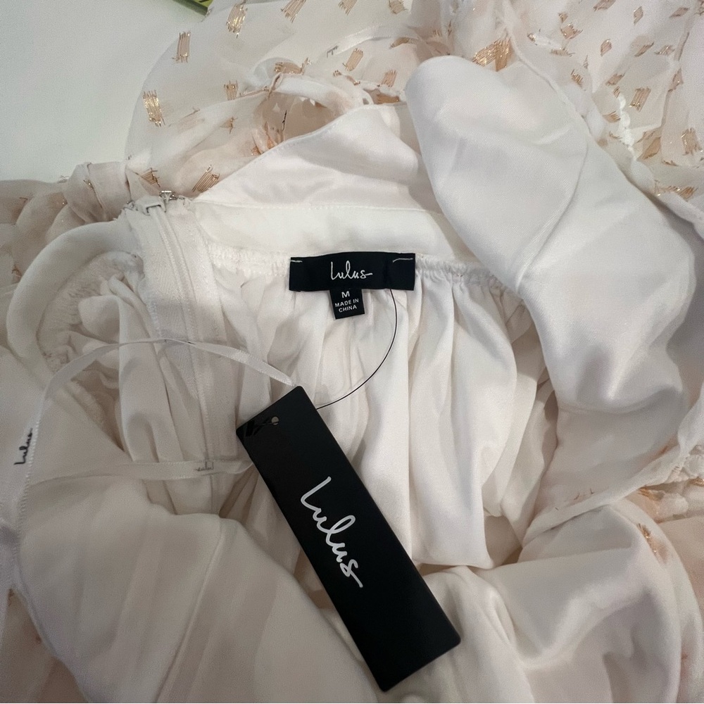 Lulu's Cream Ruffle Midi Dress - Picture 12 of 14